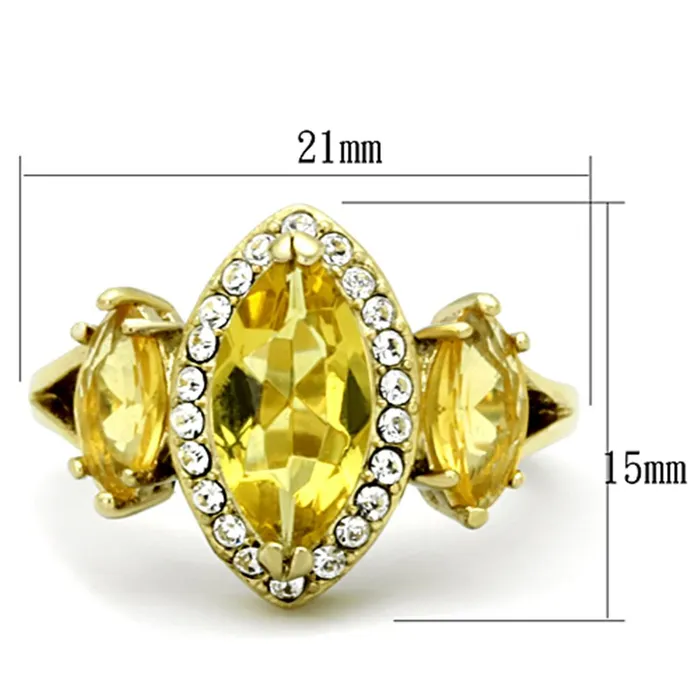 TK1578 IP GoldIon Plating Stainless Steel Ring with Synthetic Synthetic Glass in Topaz Alamode Rings