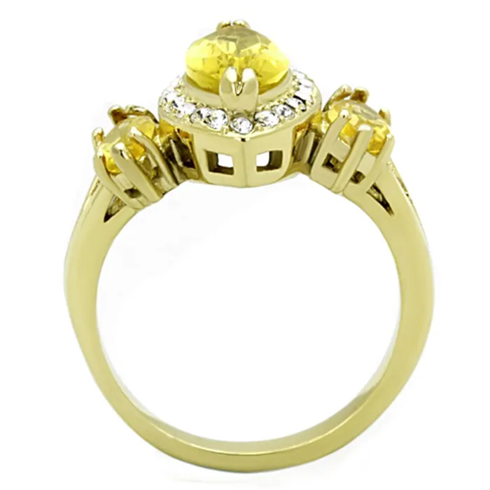 TK1578 IP GoldIon Plating Stainless Steel Ring with Synthetic Synthetic Glass in Topaz Alamode Rings