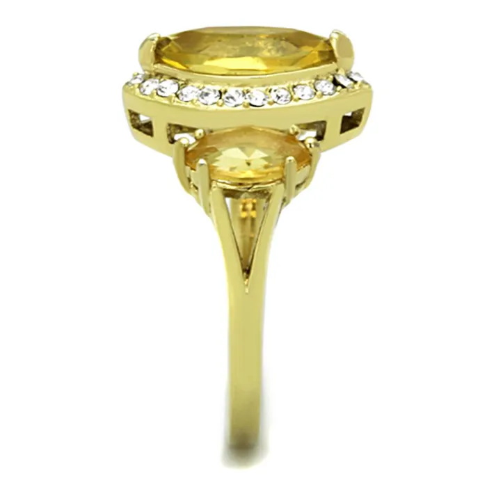 TK1578 IP GoldIon Plating Stainless Steel Ring with Synthetic Synthetic Glass in Topaz Alamode Rings