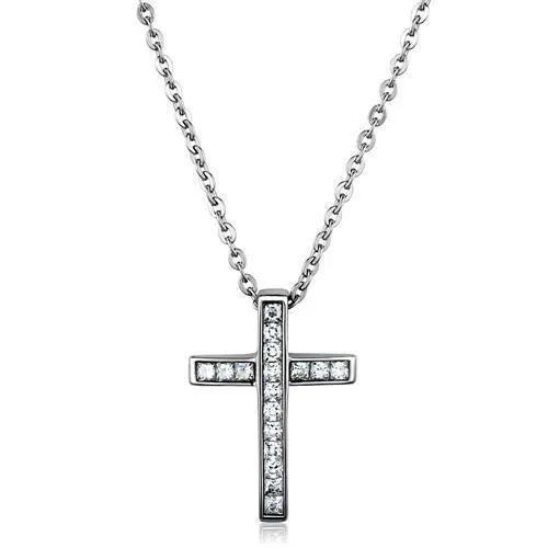 TK1858 High polished no plating Stainless Steel Chain Pendant with AAA Grade CZ in Clear Alamode Necklaces TK1858 High polished no plating Stainless Steel Chain Pendant with AAA Grade CZ in Clear Alamode Necklaces