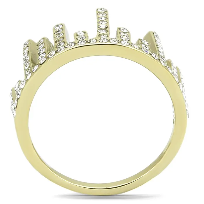 TK3129 IP GoldIon Plating Stainless Steel Ring with Top Grade Crystal in Clear Alamode Rings