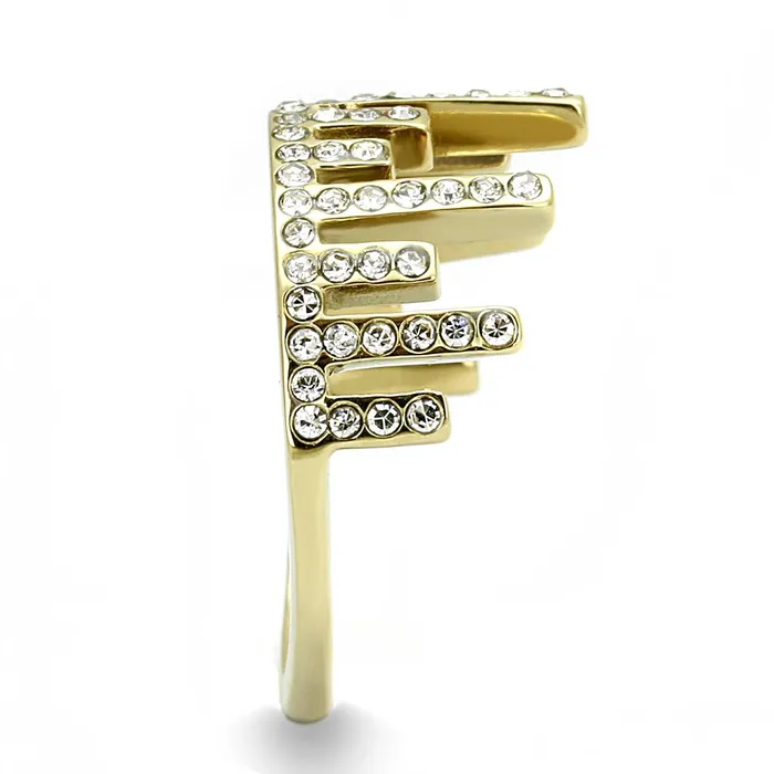 TK3129 IP GoldIon Plating Stainless Steel Ring with Top Grade Crystal in Clear Alamode Rings