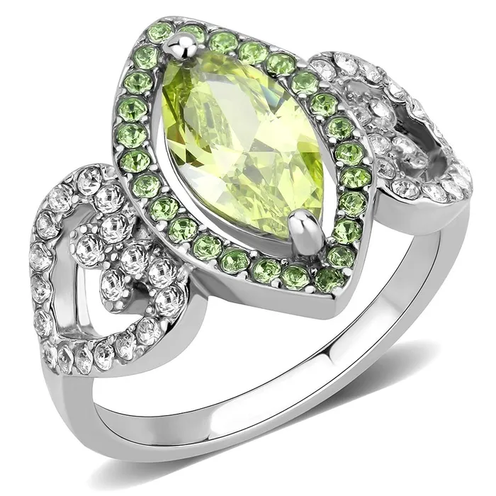 TK3579 No Plating Stainless Steel Ring with AAA Grade CZ in Apple Green color Alamode Rings TK3579 No Plating Stainless Steel Ring with AAA Grade CZ in Apple Green color Alamode Rings