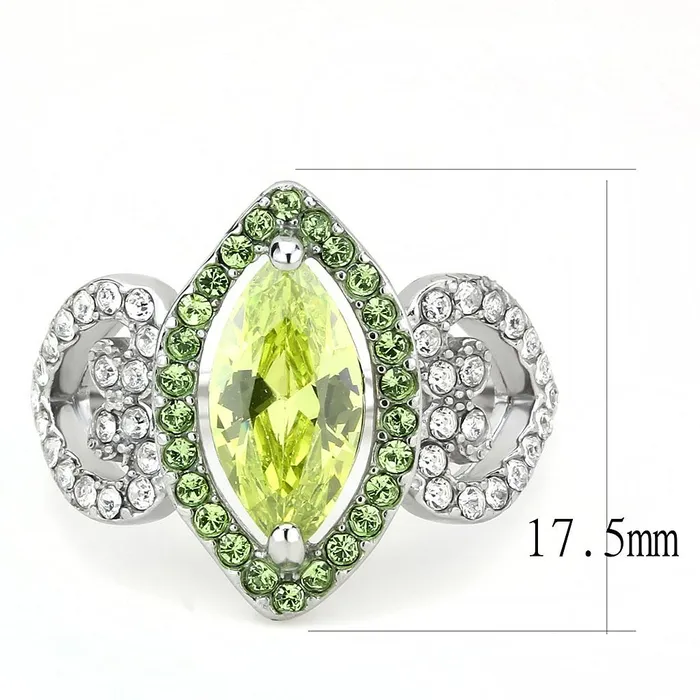 TK3579 No Plating Stainless Steel Ring with AAA Grade CZ in Apple Green color Alamode Rings