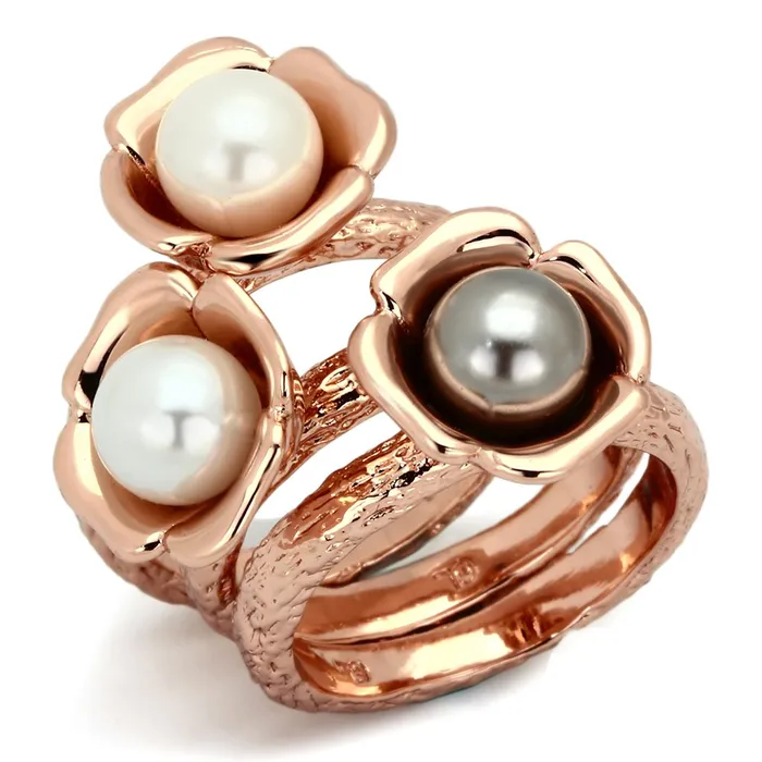 TK852 IP Rose GoldIon Plating Stainless Steel Ring with Synthetic Glass Bead in Multi Color Alamode Rings TK852 IP Rose GoldIon Plating Stainless Steel Ring with Synthetic Glass Bead in Multi Color Alamode Rings