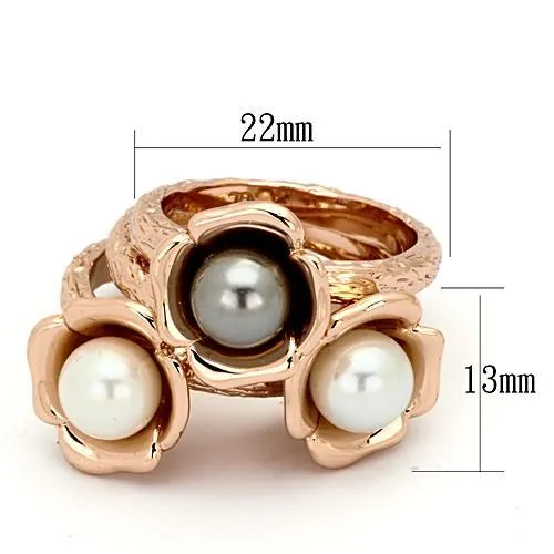 TK852 IP Rose GoldIon Plating Stainless Steel Ring with Synthetic Glass Bead in Multi Color Alamode Rings