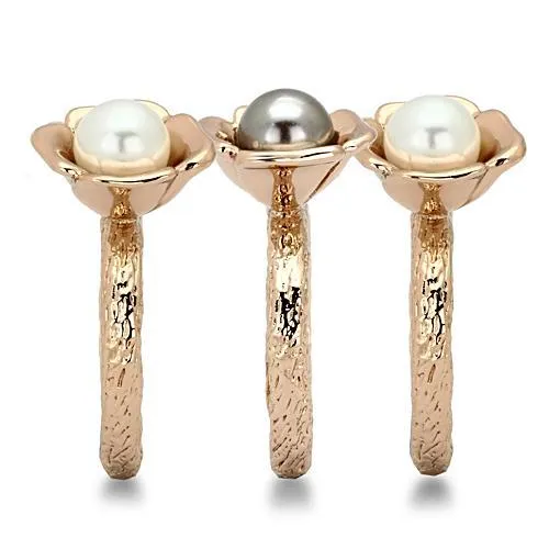 TK852 IP Rose GoldIon Plating Stainless Steel Ring with Synthetic Glass Bead in Multi Color Alamode Rings
