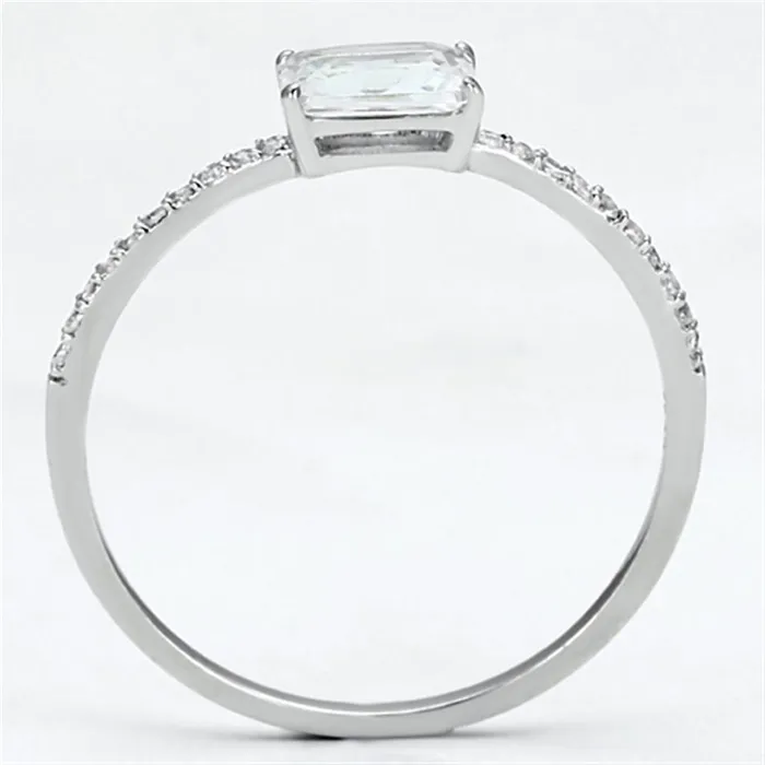 TS082 Rhodium 925 Sterling Silver Ring with AAA Grade CZ in Clear Alamode Rings