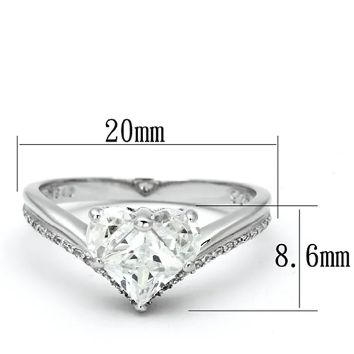 TS118 Rhodium 925 Sterling Silver Ring with AAA Grade CZ in Clear Alamode Rings