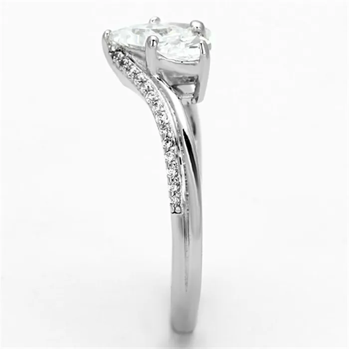 TS118 Rhodium 925 Sterling Silver Ring with AAA Grade CZ in Clear Alamode Rings