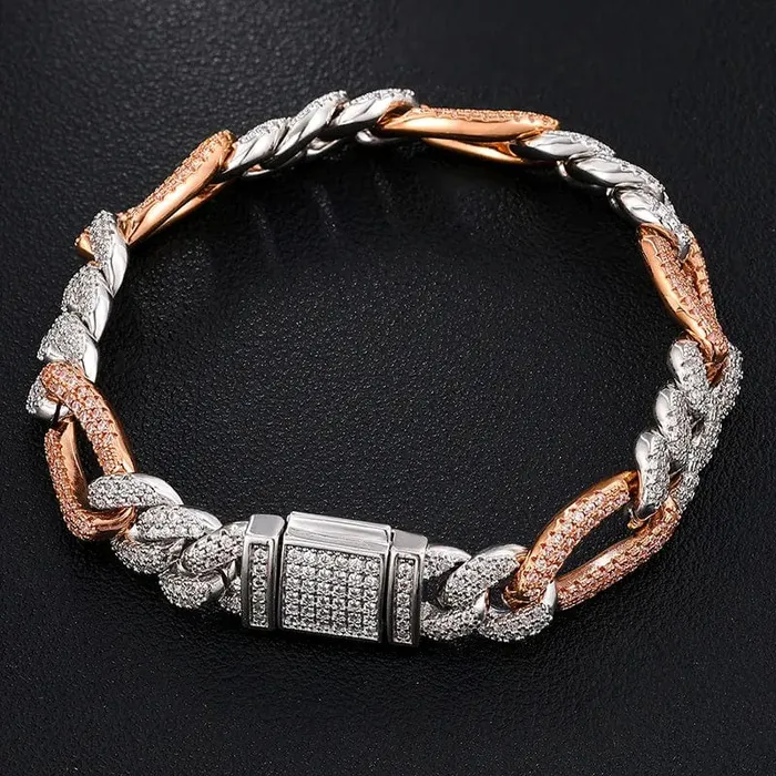 VVS Jewelry 10mm S925 VVS Moissanite Twotone Cuban Link Bracelet Bracelets