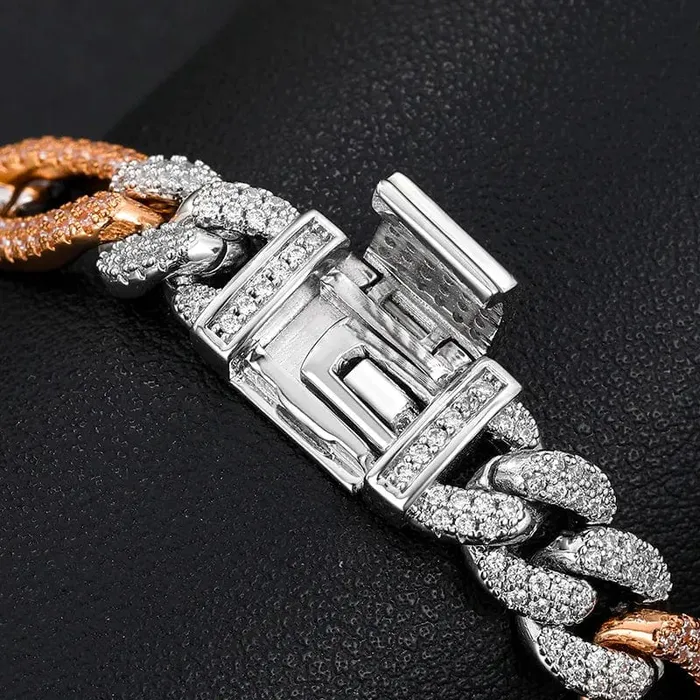 VVS Jewelry 10mm S925 VVS Moissanite Twotone Cuban Link Bracelet Bracelets