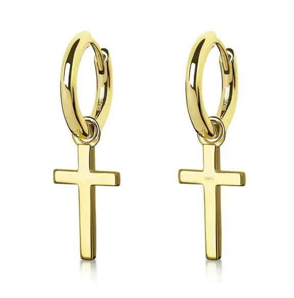 VVS Jewelry 925 Sterling Silver Cross Hoop Dangle Earrings VVS Jewelry Earrings VVS Jewelry 925 Sterling Silver Cross Hoop Dangle Earrings VVS Jewelry Earrings