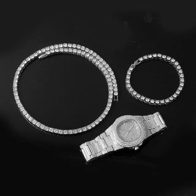VVS Jewelry Bracelets GoldSilver 5mm Micro Pave Tennis Chain Tennis Bracelet FREE Watch Bundle
