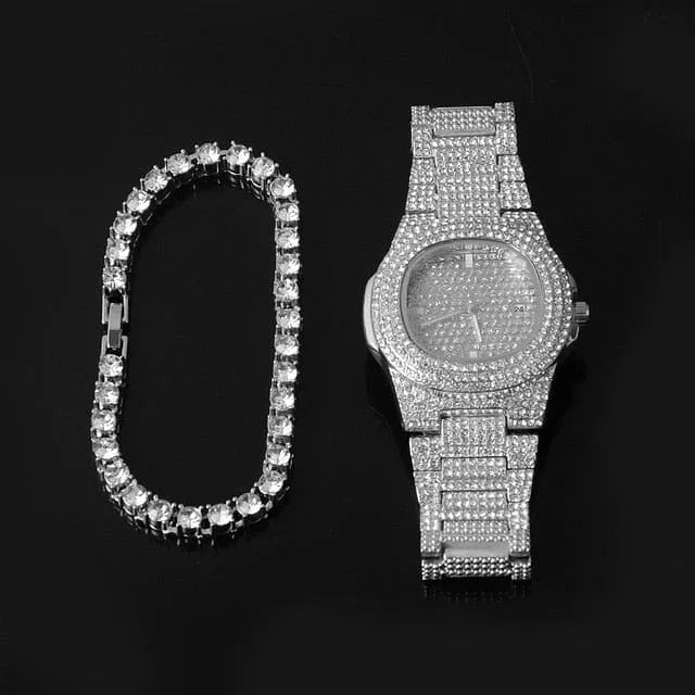 VVS Jewelry Bracelets GoldSilver 5mm Micro Pave Tennis Chain Tennis Bracelet FREE Watch Bundle
