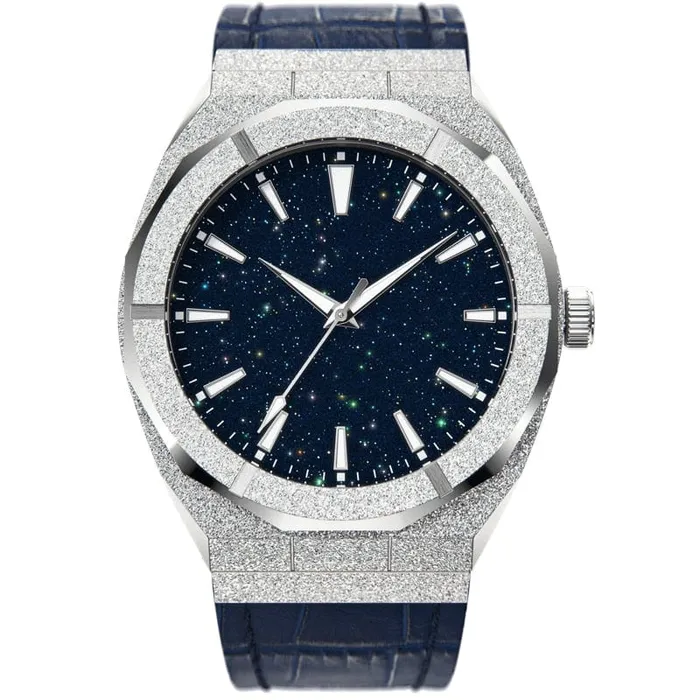 VVS Jewelry Watches VVS Jewelry Iced Stardust Bling Leather Strap Watch