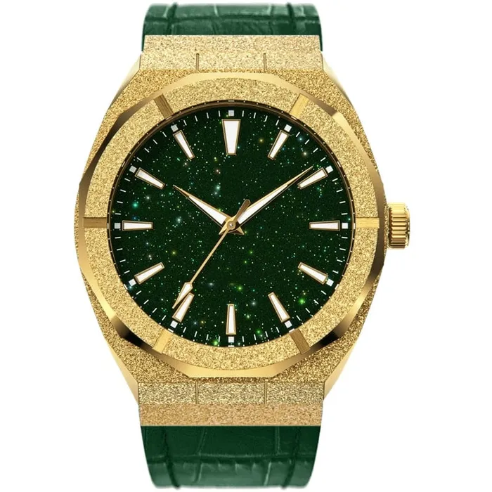 VVS Jewelry Watches VVS Jewelry Iced Stardust Bling Leather Strap Watch