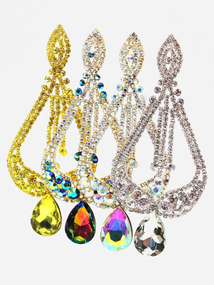 081022 Earrings Tear Drop Tip Chandelier Evening Earrings