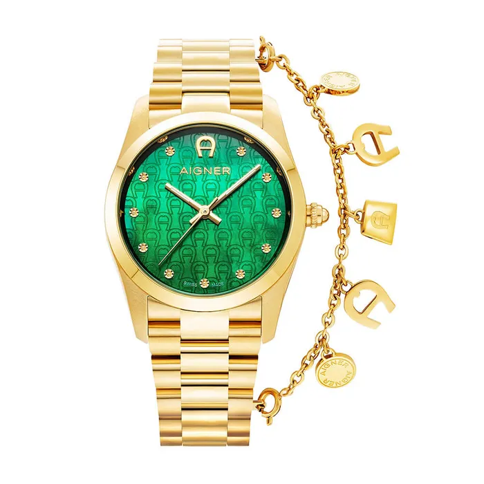 Aigner Scafati Ladies Green Dial Gold Stainless Steel Watch Aigner Bracelets Aigner Scafati Ladies Green Dial Gold Stainless Steel Watch Aigner Bracelets
