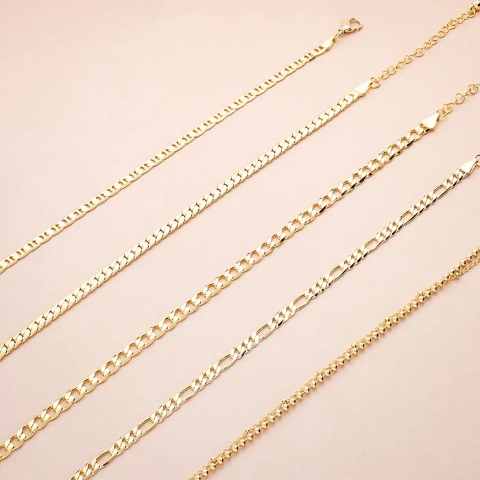 BERRICLE Bracelets Double Strand Bead Chain Anklet Ankle Bracelet in Base Metal