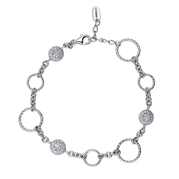 BERRICLE Bracelets Open Circle Cable CZ Link Bracelet in Sterling Silver