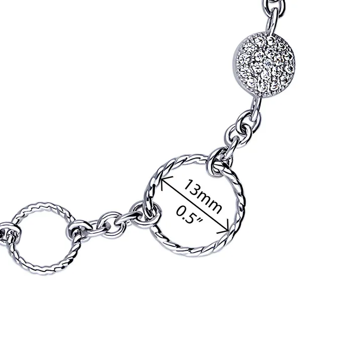 BERRICLE Bracelets Open Circle Cable CZ Link Bracelet in Sterling Silver