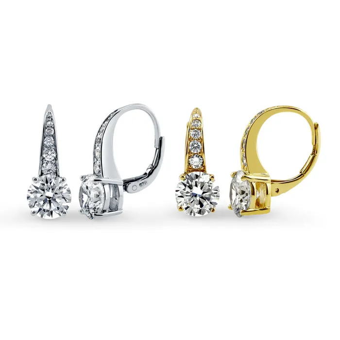 BERRICLE CZ Dangle Earrings in Sterling Silver 2 Pairs Earrings