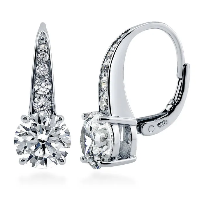 BERRICLE CZ Dangle Earrings in Sterling Silver 2 Pairs Earrings