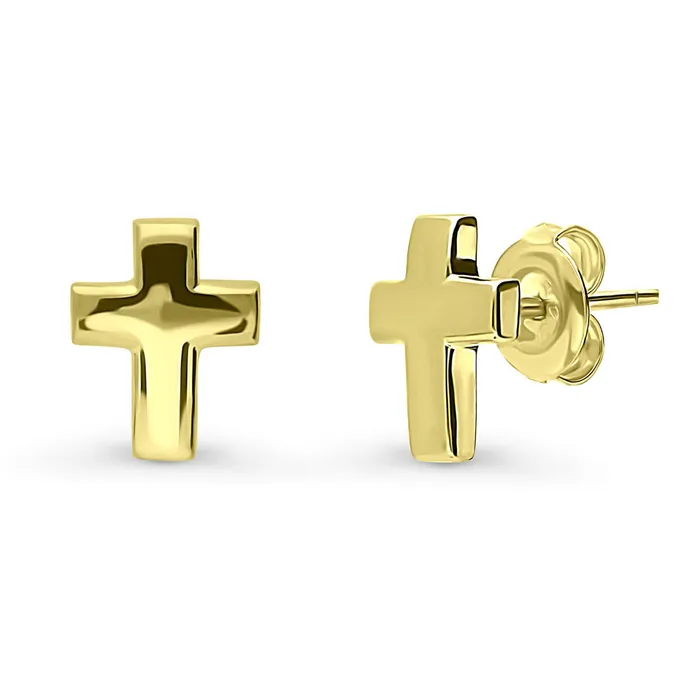 BERRICLE Earrings Cross Stud Earrings in Sterling Silver