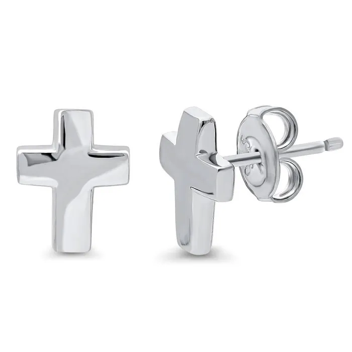 BERRICLE Earrings Cross Stud Earrings in Sterling Silver
