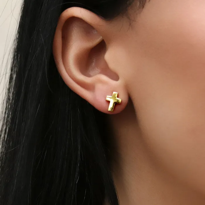 BERRICLE Earrings Cross Stud Earrings in Sterling Silver
