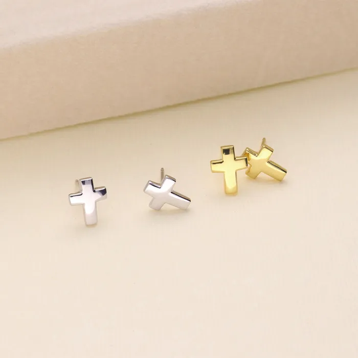 BERRICLE Earrings Cross Stud Earrings in Sterling Silver