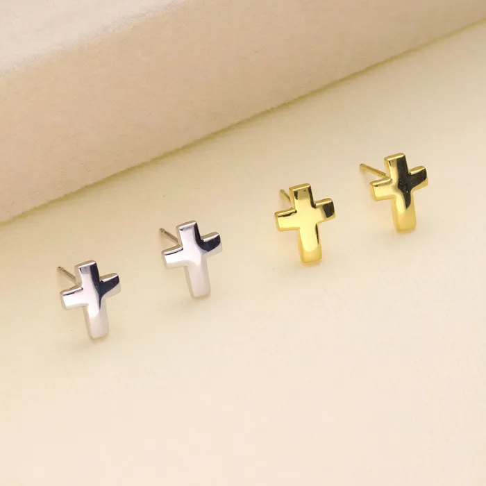 BERRICLE Earrings Cross Stud Earrings in Sterling Silver