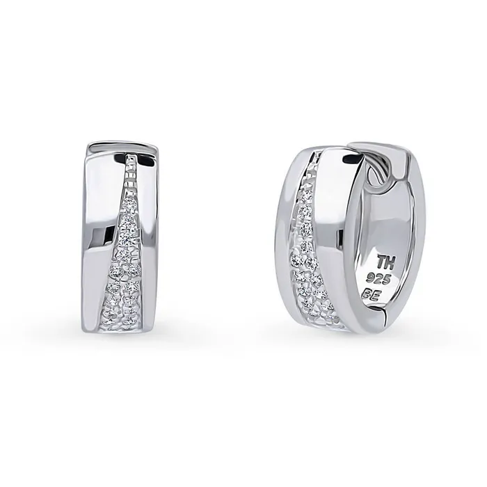 BERRICLE Earrings CZ Small Huggie Earrings in Sterling Silver 055