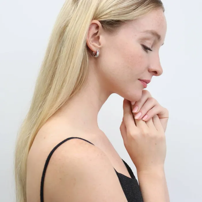 BERRICLE Earrings CZ Small Huggie Earrings in Sterling Silver 055