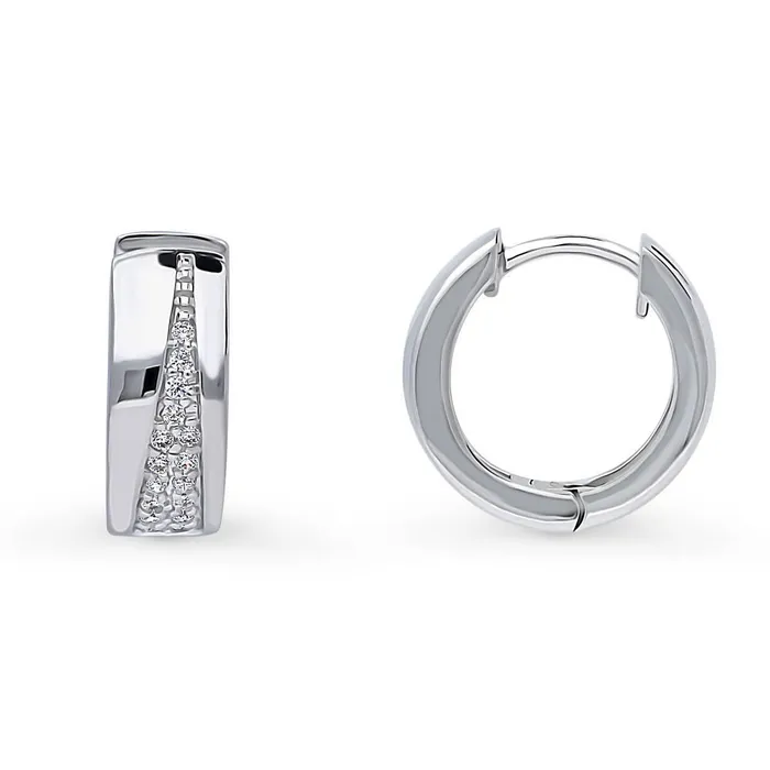 BERRICLE Earrings CZ Small Huggie Earrings in Sterling Silver 055