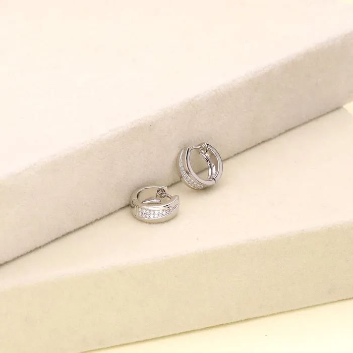 BERRICLE Earrings CZ Small Huggie Earrings in Sterling Silver 055