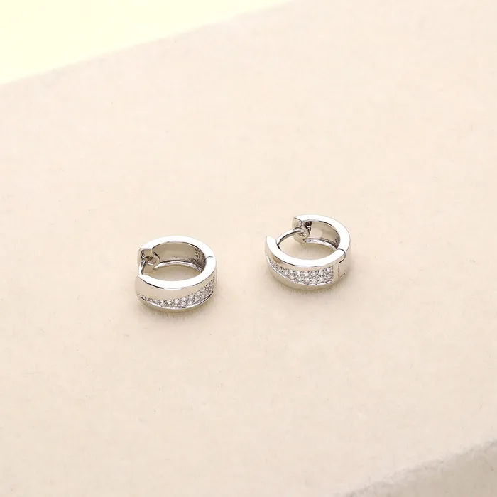 BERRICLE Earrings CZ Small Huggie Earrings in Sterling Silver 055