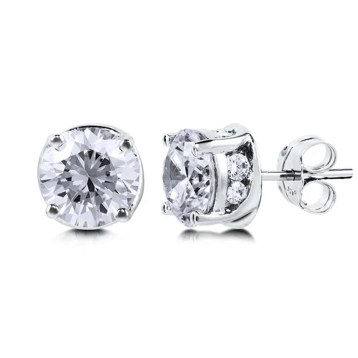 BERRICLE Earrings Solitaire 2ct CZ Stud Earrings in Sterling Silver