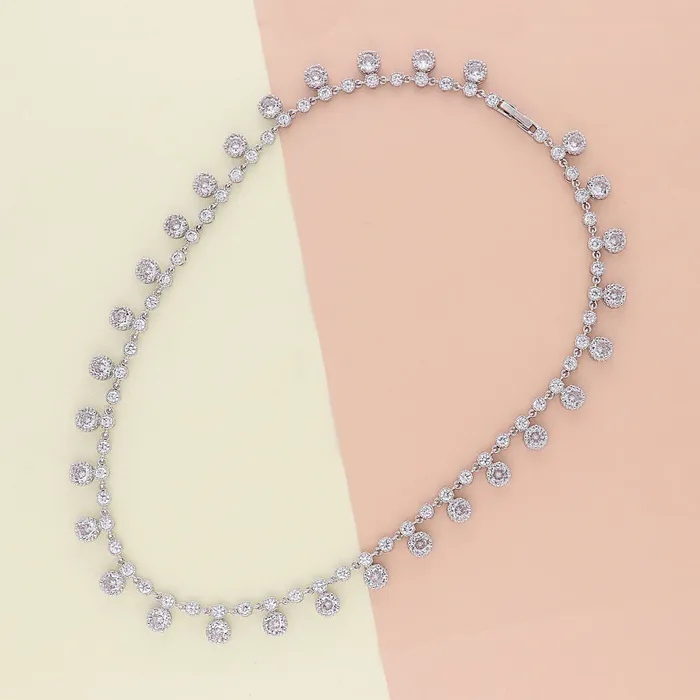 BERRICLE Necklaces CZ Statement Necklace in SilverTone