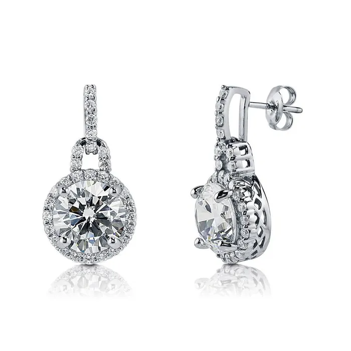 BERRICLE Necklaces Halo CZ Necklace and Earrings in Sterling Silver