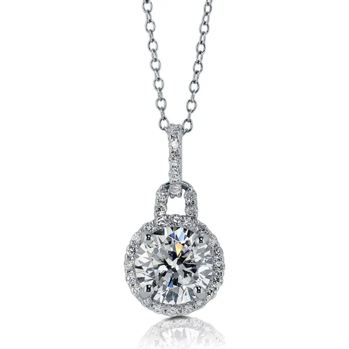BERRICLE Necklaces Halo CZ Necklace and Earrings in Sterling Silver