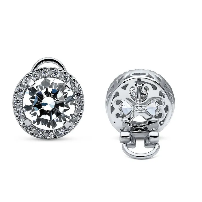 BERRICLE Necklaces Halo CZ Necklace and Earrings in Sterling Silver