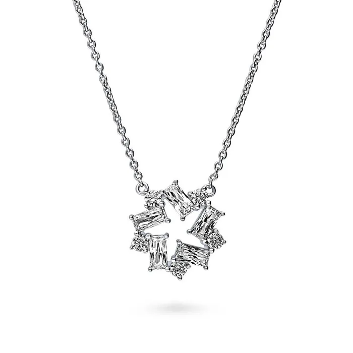 BERRICLE Necklaces Wreath CZ Necklace and Earrings in Sterling Silver