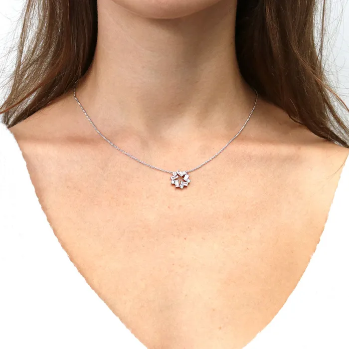 BERRICLE Necklaces Wreath CZ Necklace and Earrings in Sterling Silver