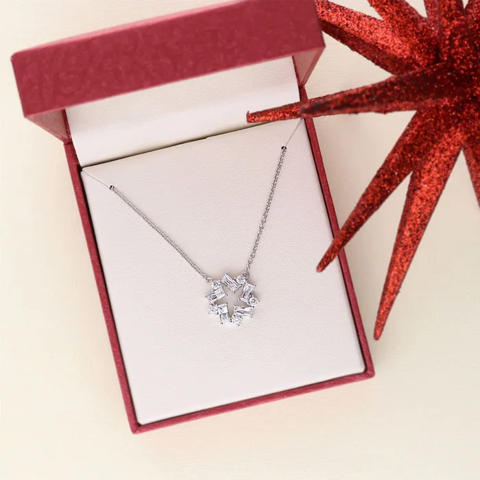BERRICLE Necklaces Wreath CZ Necklace and Earrings in Sterling Silver