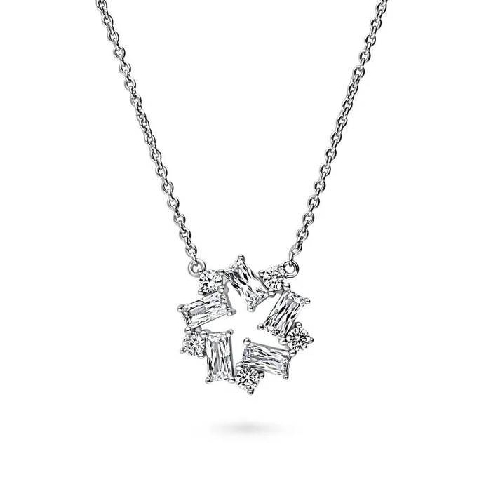 BERRICLE Necklaces Wreath CZ Necklace and Earrings in Sterling Silver