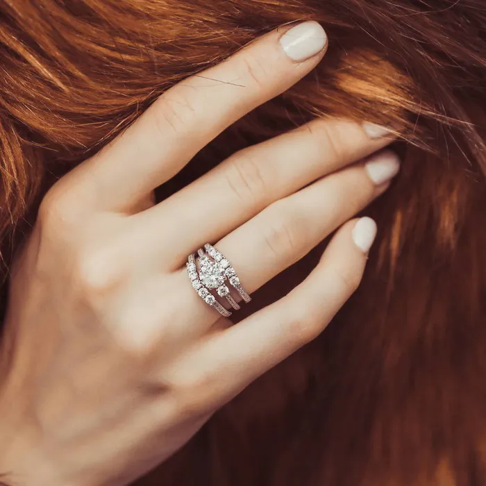 BERRICLE Rings 3Stone 5Stone 125ct CZ Ring Set in Sterling Silver