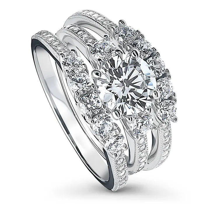 BERRICLE Rings 3Stone 5Stone 125ct CZ Ring Set in Sterling Silver