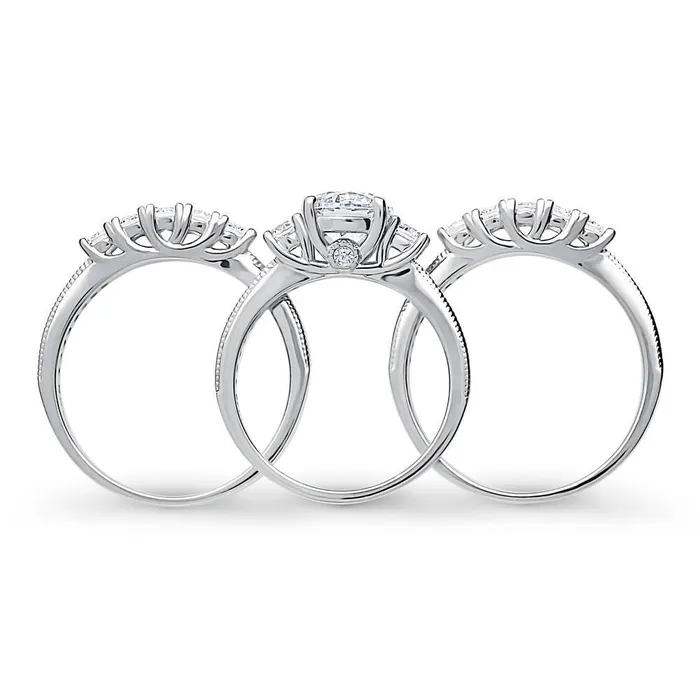 BERRICLE Rings 3Stone 5Stone 125ct CZ Ring Set in Sterling Silver